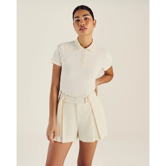 Malbon Golf Amara Pleated Shorts Belt White Ivory Women’s Size 0 - Picture 3 of 8